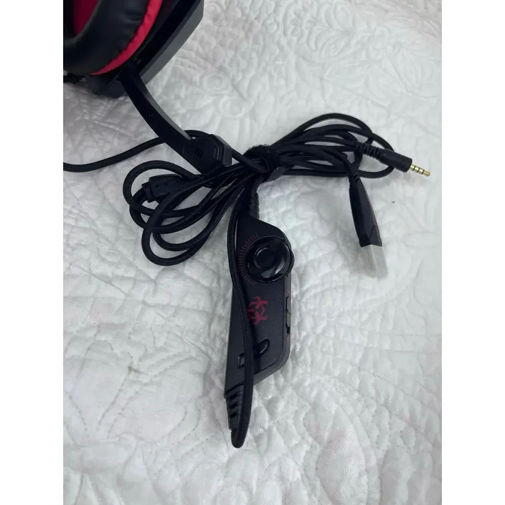 Hunterspider V1 Red/Black Gaming Headset Wired Over Ear w/ Mic for PC PS4 Xbox